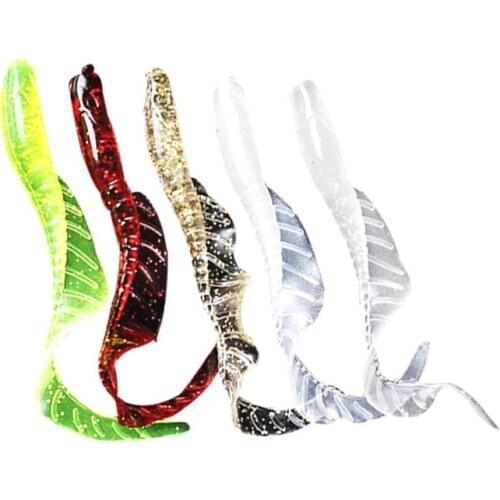 10Pcs Spinpoler 58MM 75MM 86MM Lifelike Long Tail Worms Lures Artificial Silicone Soft Bait Bass Pike Fishing Lure Wobbler