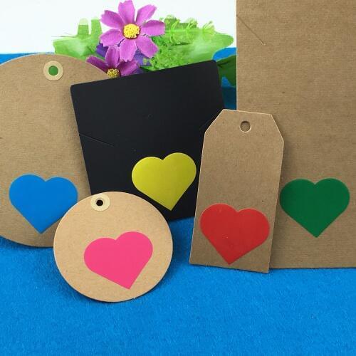 1200PCS/Lot 3.5x2.8cm Fashion heart-shaped 5colour paper Labels sealing Stickers packaging For Jewelry/Box/gift/car/envelope