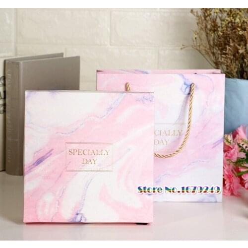 18.5*18.5*6.5cm Pink marble gift Box, mooncake Candy cake Box, Party Birthday Favors giveaway Gift Boxes 100pcs/lot