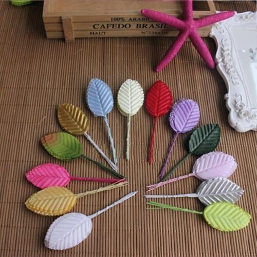 200PCS,4.8*2.8CM Mixcolor Small Fabric Leaf Artificial Silk Plants Foliage Decoration For Garlands,Scrapbooking,Wedding Supplies