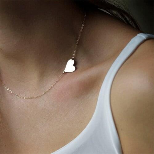 78MM Novelty Asymmetrical Peach Heart Necklace Ladies Temperament Charm Clavicle Chain Happy Funny Golden Necklace Trend Gift