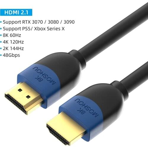 Moshou 8K HDMI Cable HDMI 2.1 Wire for Xiaomi Xbox PS5 RTX 3080 PS4 Chromebook Laptops 120Hz HDMI Splitter Digital Cable Cord 4K