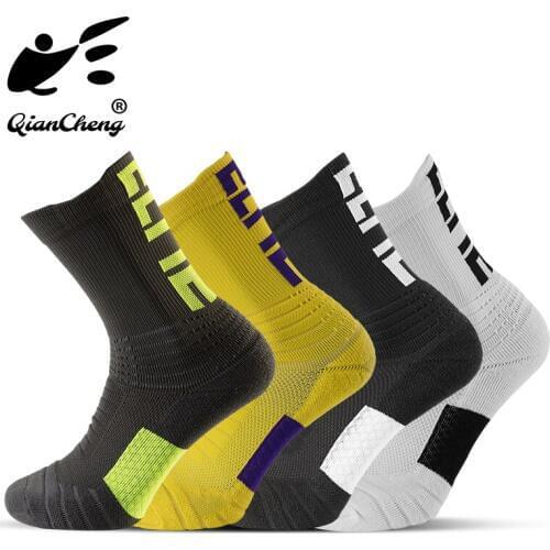 QianCheng Basketball Compression Athletic Socks, Cushioned Crew ProtectiveThick Sports Socks for Men and Women QC-W9161