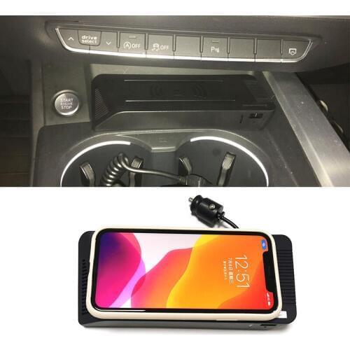 Car wireless charger QI charging phone holder 15w fast charging plate accessories for Audi A4 B9 A5 2018 2019 for iPhone 8 9