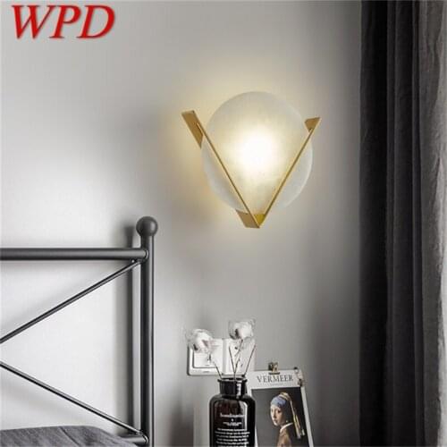 WPD Brass Sconce Wall Lamp Modern Luxury Design Marble LED Light Balcony For Home Living Room Corridor
