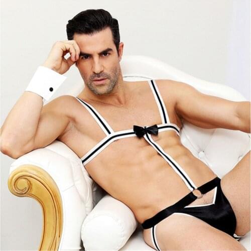 Sexy lingerie Panties Briefs Mens hot costumes intimate sexy underwear nightclub DS clothing collar dance wear mens panties