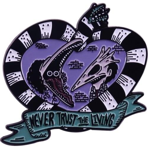 BBeetlejuice Adam and Barbara Pin Brooch Never trust the living