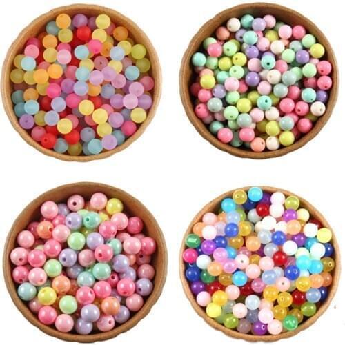 4 6 8 10 12mm Mixed Color Acrylic Round Loose Beads for Needlework Jewelry Making Diy Bracelet Necklace Accessories Wholesale