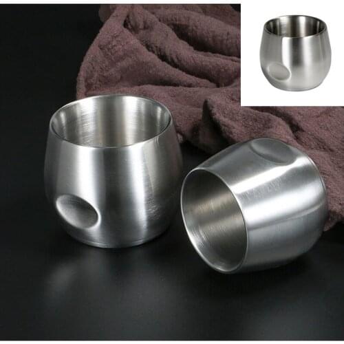 304 Stainless Steel Fingerprint Water Cup Double Anti-scalding Heat Insulation Milk Cup Food Drinking Coffee Cup Universal
