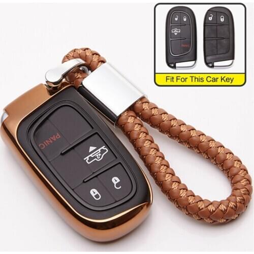 TPU Car Key Cover with Key Holder For Jeep Grand Cherokee Wrangler Renegade Compass Chrysler 200 300C Wyatt Journey For Dodge