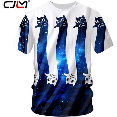 CJLM Blue Galaxy Space Tshirt Men Harajuku 3D Print Cats Funny T-shirts Male Hip Hop Streetwear Short Sleeved Tee Shirts Unisex