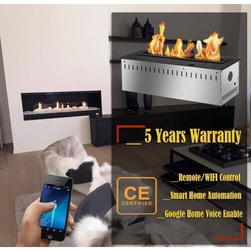 Inno-Fire 18 inch Long Remote control intelligent silver ethanol fireplace insert electric