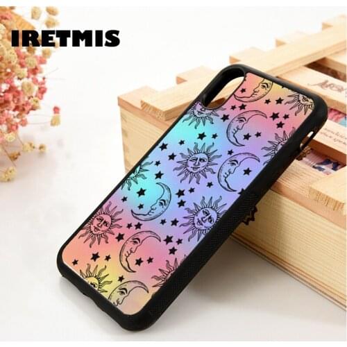 Iretmis 5 5S SE 6 6S Soft TPU Silicone Rubber phone case cover for iPhone 7 8 plus X Xs 11 Pro Max XR Sun and Moon