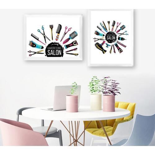Beauty Haircut Accessories and Equipment Prints Barber Shop Wall Art Poster Decor Haircut & Beauty Salons Logo Canvas Painting