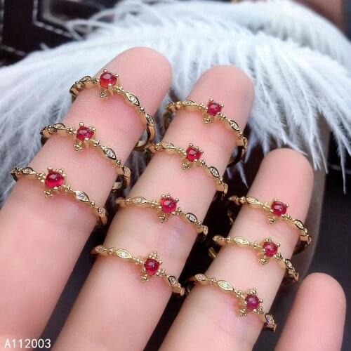 KJJEAXCMY fine jewelry 925 sterling silver inlaid natural gemstone ruby new Female ring popular Support Detection