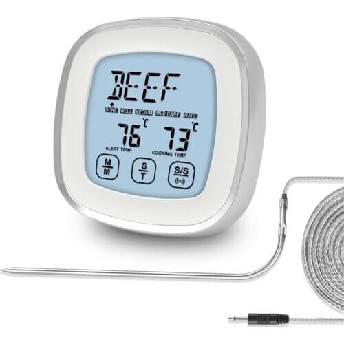 Kitchen Meat Thermometer Probe LCD Digital Cooking Thermometer Smart Touch Screen Control For Meat Oven BBQ Cooking Thermometer