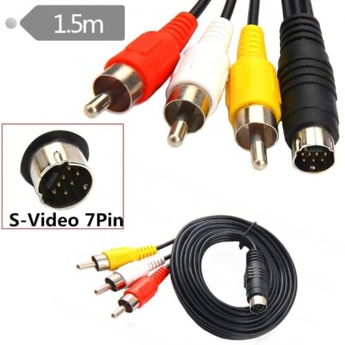 LBSC S-Video 7 Pin plug to 3 RCA male Audio Video Cable for PC Laptop TV 1.5m