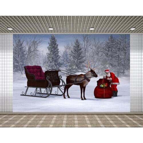 Lyavshi Christmas photography background Snow elk Sled Pine Santa Claus backdrop photo background studio camera fotografica