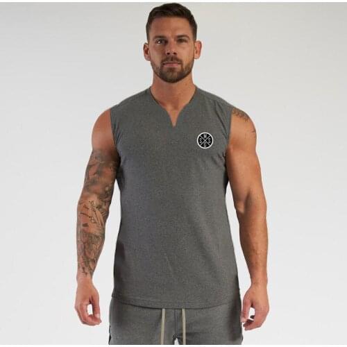 New Mens Running Casual Workout Tank Top Training Breathable Gym Clothing Bodybuilding Fitness Singlets Sleeveless V-Neck Vest