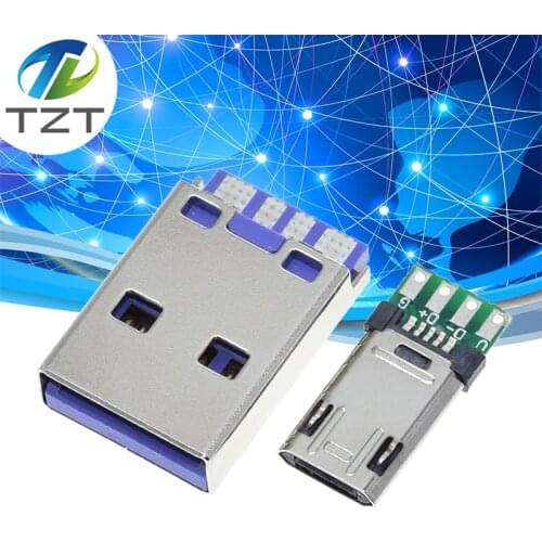 Micro Male Plug With PCB Solder Plate Double-sided Micro 5P Plug Usb Connector+ Type A 3A 4PIN Male USB DIY OTG Data Charge DIY