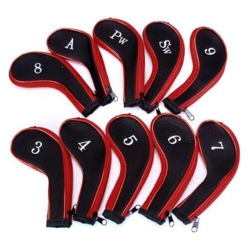 Mounchain 8 Inch Golf Clubs Iron Set Head overs Red Machine Washable Zipper-designed Protective Cover Numbers Identifcation
