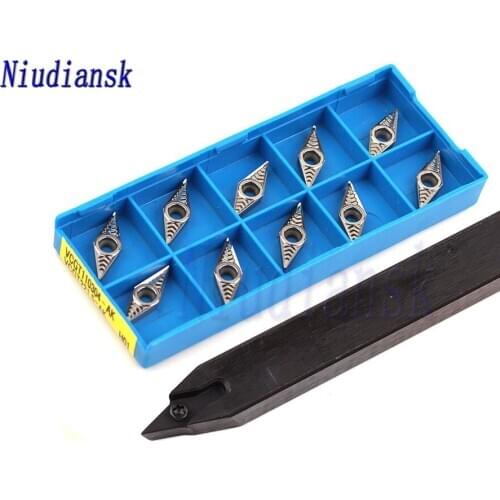 SVVCN1010 SVVCN1212 SVVCN1616H11 External Tool Arbor SVVCN2020K11 SVVCN2525M11 10pcs VCGT1103 Carbide Inserts CNC Lathe Tool Set