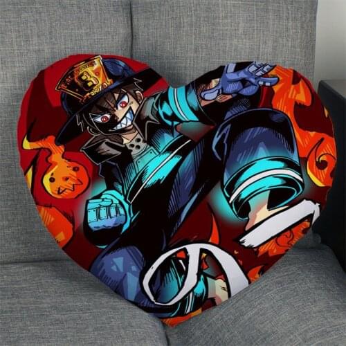 Hot Sale Custom Japanese Anime Fire Force Heart Shape Pillow Covers Bedding Comfortable Cushion/High Quality Pillow Cases