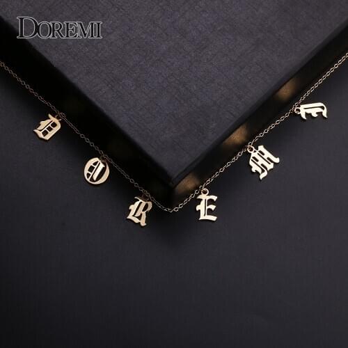 DOREMI Old English Name Numbers Letter Necklace Choker Necklace In the English Style Personalized Name Necklaces & Pendants Gift