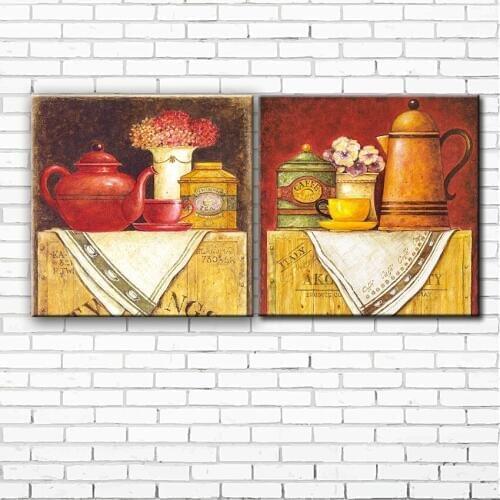 Pastoral flower kettle scenery canvas printings oil painting printed on canvas home living room wall art decoration picture