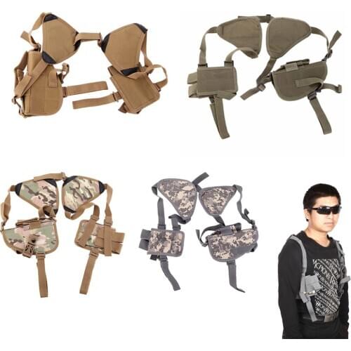 Adjustable Tactical Nylon Shoulder Pistol Gun Holster Magazine Pouch with Closure