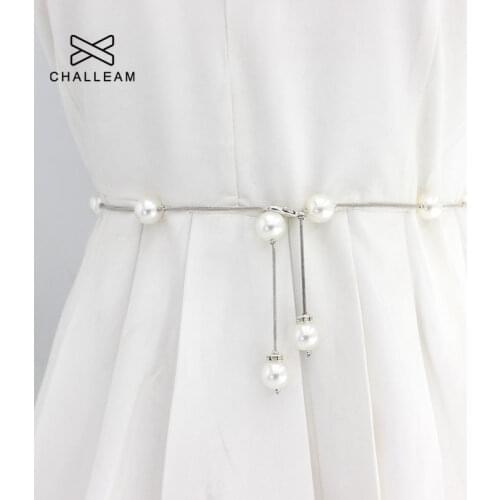 Ladies Adjustable Pearl Chain Belt Fashion Women Luxury Brand Design Simple Style Decor Dress Thin Skinny Waist Belt 209