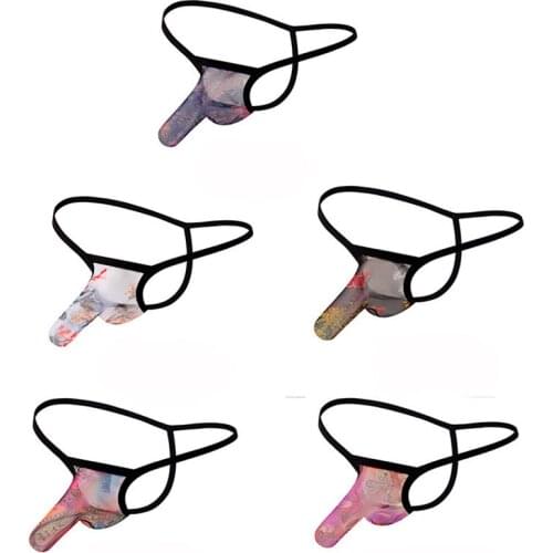 Mens Sexy Thong G-string Mesh Transparent Elephant Bulge Pouch Sissy Panties Lingerie Gay Thongs Jockstrap Erotic String Tanga