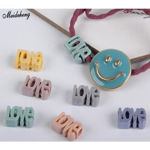 Fashion Jewelry Plating White LOVE DIY Beads Hair Ring DIY Adult Acrylic Leather Accessory Fresh Pearls Hair Decoration Material