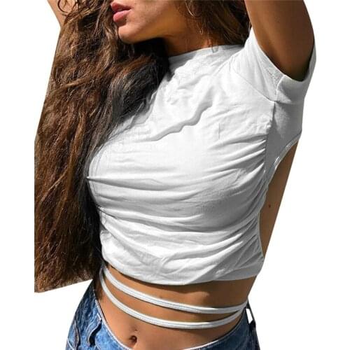 Women Sexy Harajuku Open Back T-shirt Long Sleeve Top Cropped Tops Women T-shirt Summer Casual Tops White Fashion T-shirt 2020