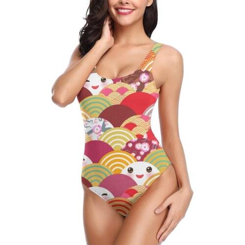 One Piece Swimsuit 2020 Sexy Swimwear Kawaii With Pink Cheeks And Winking Eyes Women Swimsuit Bathing Suits Beach Wear Swim