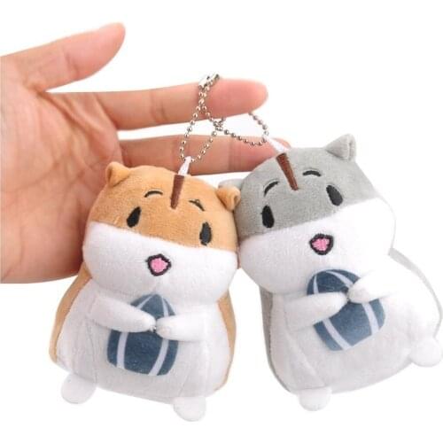 1 Pcs Kawaii 10cm Animal Hamster Holding Melon Seeds Plush Doll Soft Stuffed Plush Toys Pendant Keychains for Children Gifts
