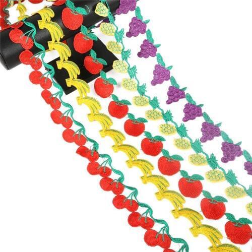 2.5-4mm 2yards Fruit Embroidery Water Soluble Lace Arts Crafts Sewing DIY Apparel Sewing Fabric Lace Wedding Party Decoration
