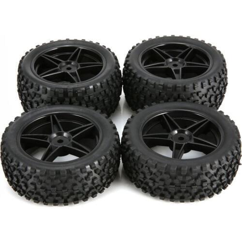 4Pcs 88mm 5 Contour Square Stripes Fetal Flower Off-road Wheel Rim and Tires for 1/10 Monster Truck Racing RC Car Accessories