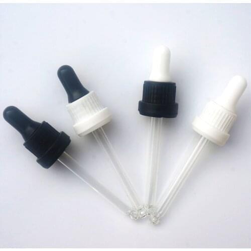 5/10/20pcs Essential Oil Bottles Cap White Plastic 5-100ml Cover Dropper Lid Black 18/410 Glue Head Lid with Glass Dropper Pipe