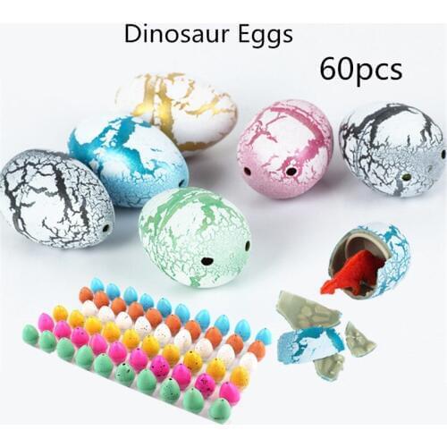 60Pcs Novelty Growing Dinosaur Eggs Magic Hatching Dinosaur Egg Toys Water Eggs Kids Toy Educational Funny Toys Crystal Mud