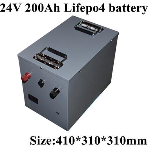 Deep Cycle LiFePo4 Battery 24V 200Ah For Electric Vehicle power station solar energy 12V 24V 36V 48V EV RV storage +10A charger