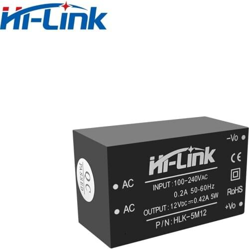 Free shipping 100 pcs/lot HLK-5M12 220V to12V 5W mini power supply converter step down module ac dc