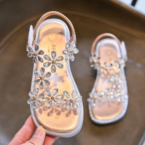 Little Girls Sandals Rhinestone Sparkle 4 Years Flower Girls Shoes Birthday Party Sandals Rose Gold Holiday Kids Fashion Shoes
