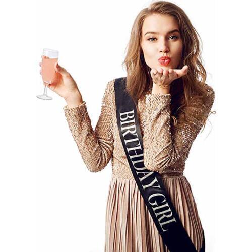 Black Birthday Girl Sash Ribbon kid adult 10th 15th 16th 18th 20th 21st 30th 40th Happy Birthday Party Decoration Supply Gifts