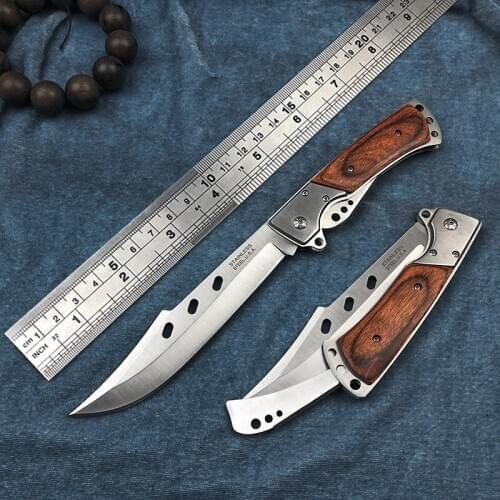 Amor Besos Colour wood handle folding swallowtail knife jungle hunting folding knife U.S.A Tactical folding knife body knife