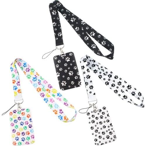 ER441 Creative Puppy Paw Print Lanyard ID Badge Holder Cartoon Gym Mobile Phone Straps USB Badge Holder DIY Hang Rope
