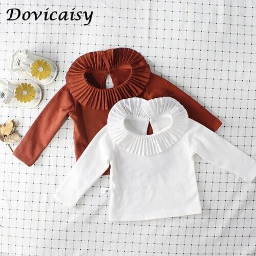 Baby Girls Turn Down Collar T Shirt Cotton Children Infant Shirts Baby Girl Princess Ruffles Blouse Newborn Toddler Clothes Tops