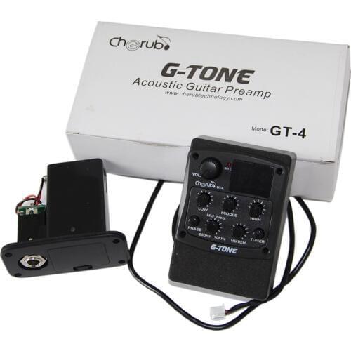 Cherub Acoustic Guitar Preamp GT-4 Three Band EQ Pickup with High/Low/Medium Frequence Equalizer Adjustable guitar pick holder