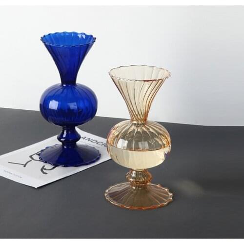 Art Transparent Glass Color Vase Decoration Desktop Flower Arrangement Creative Hydroponic Flower Modern Home Decoration Wedding