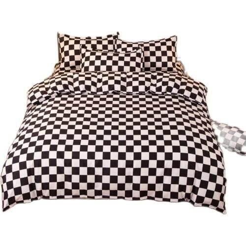 3/4Pcs Bedding Set Home Textile White Black Stripe Duvet Cover Pillowcase Bed Sheet Simple Boy Girls Bedding Kit